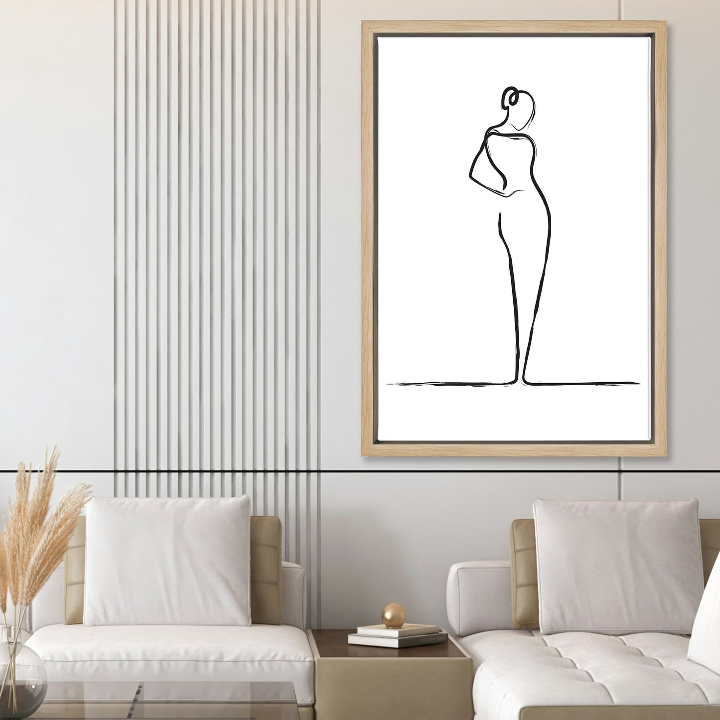 Elegant Woman Line Drawing Canvas Art Print