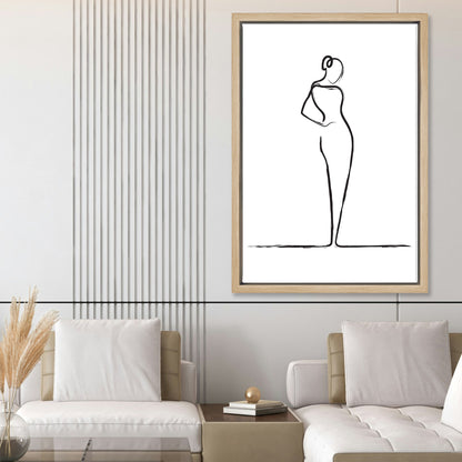 Elegant Woman Line Drawing Canvas Art Print