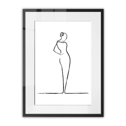 Elegant Woman Line Drawing Framed Art Print