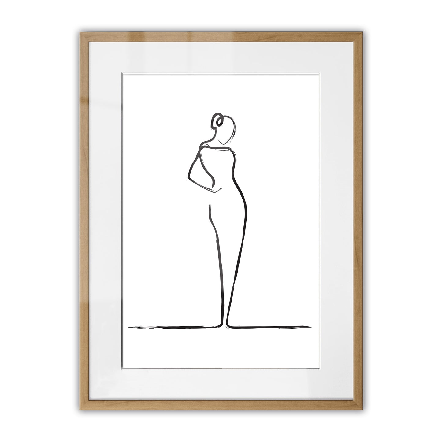 Elegant Woman Line Drawing Framed Art Print