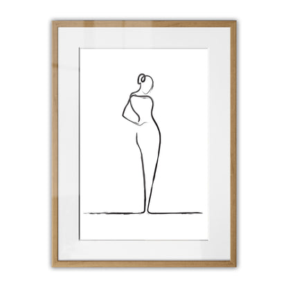 Elegant Woman Line Drawing Framed Art Print