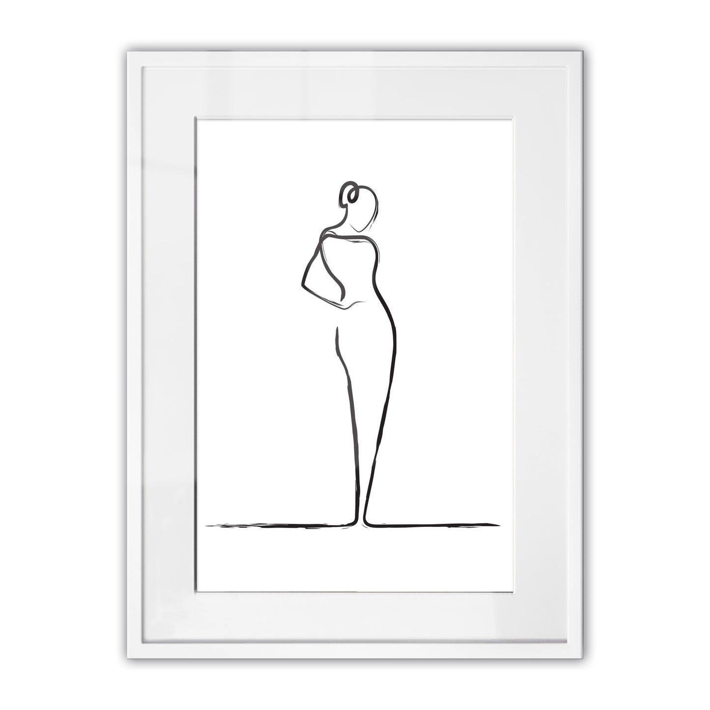 Elegant Woman Line Drawing Framed Art Print