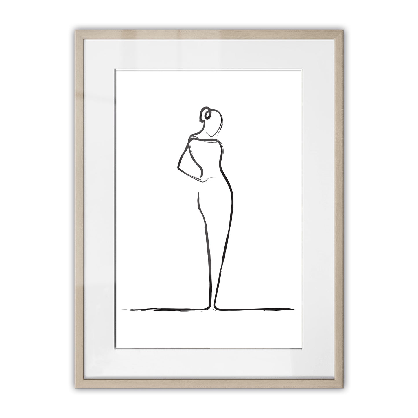 Elegant Woman Line Drawing Framed Art Print