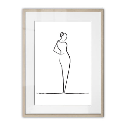 Elegant Woman Line Drawing Framed Art Print