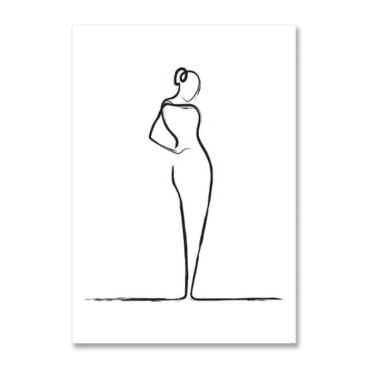 Elegant Woman Line Drawing Poster Print