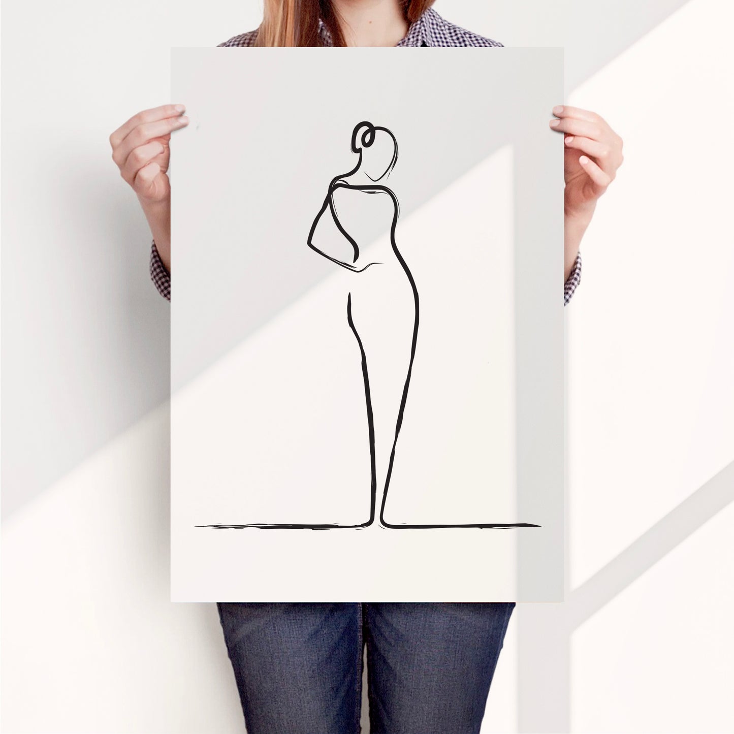 Elegant Woman Line Drawing Poster Print
