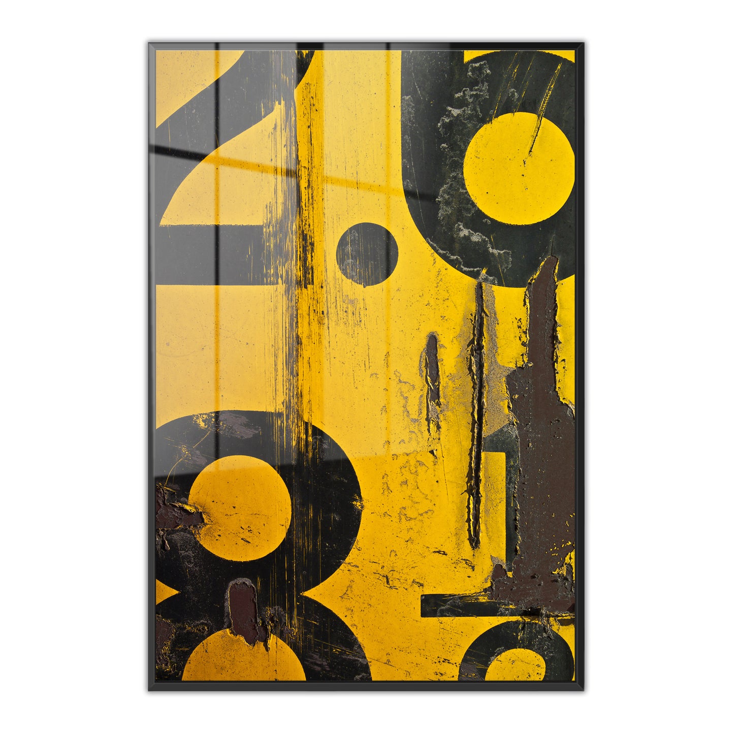 Yellow Numerical Decay Abstract Acrylic Art Print