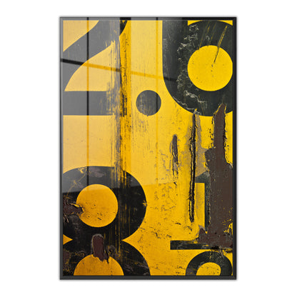 Yellow Numerical Decay Abstract Acrylic Art Print