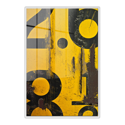 Yellow Numerical Decay Abstract Acrylic Art Print