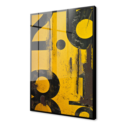 Yellow Numerical Decay Abstract Acrylic Art Print