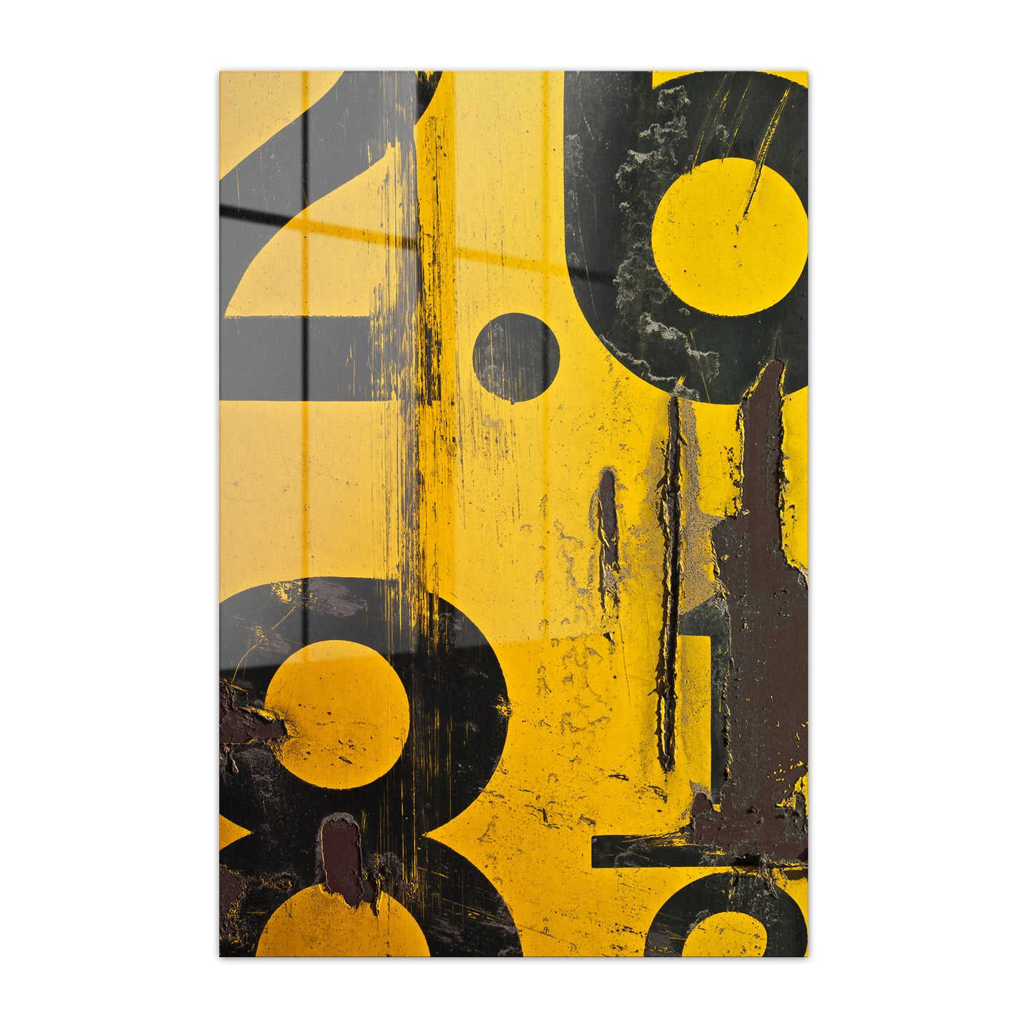 Yellow Numerical Decay Abstract Acrylic Art Print