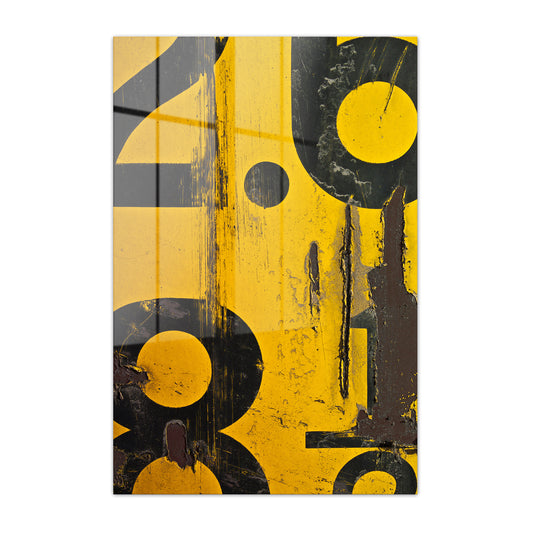 Yellow Numerical Decay Abstract Acrylic Art Print
