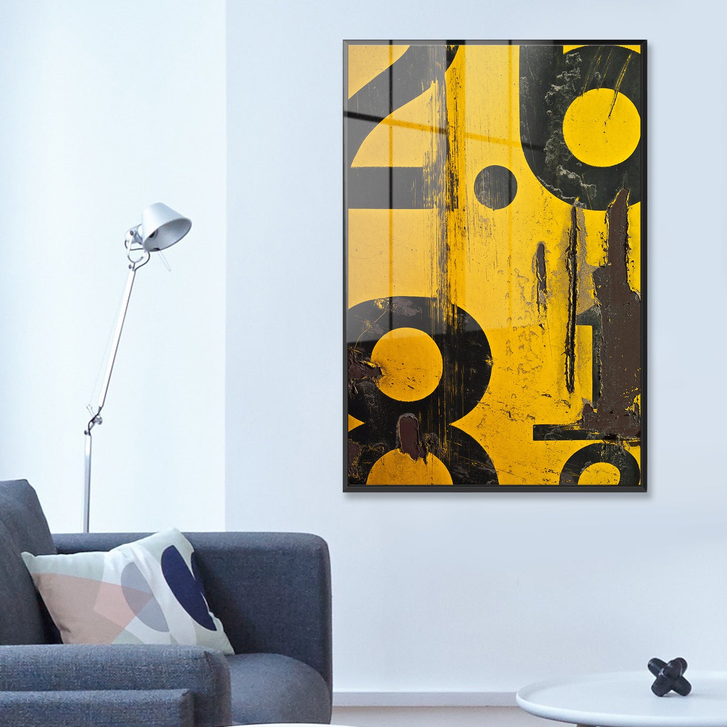 Yellow Numerical Decay Abstract Acrylic Art Print