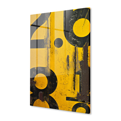 Yellow Numerical Decay Abstract Acrylic Art Print