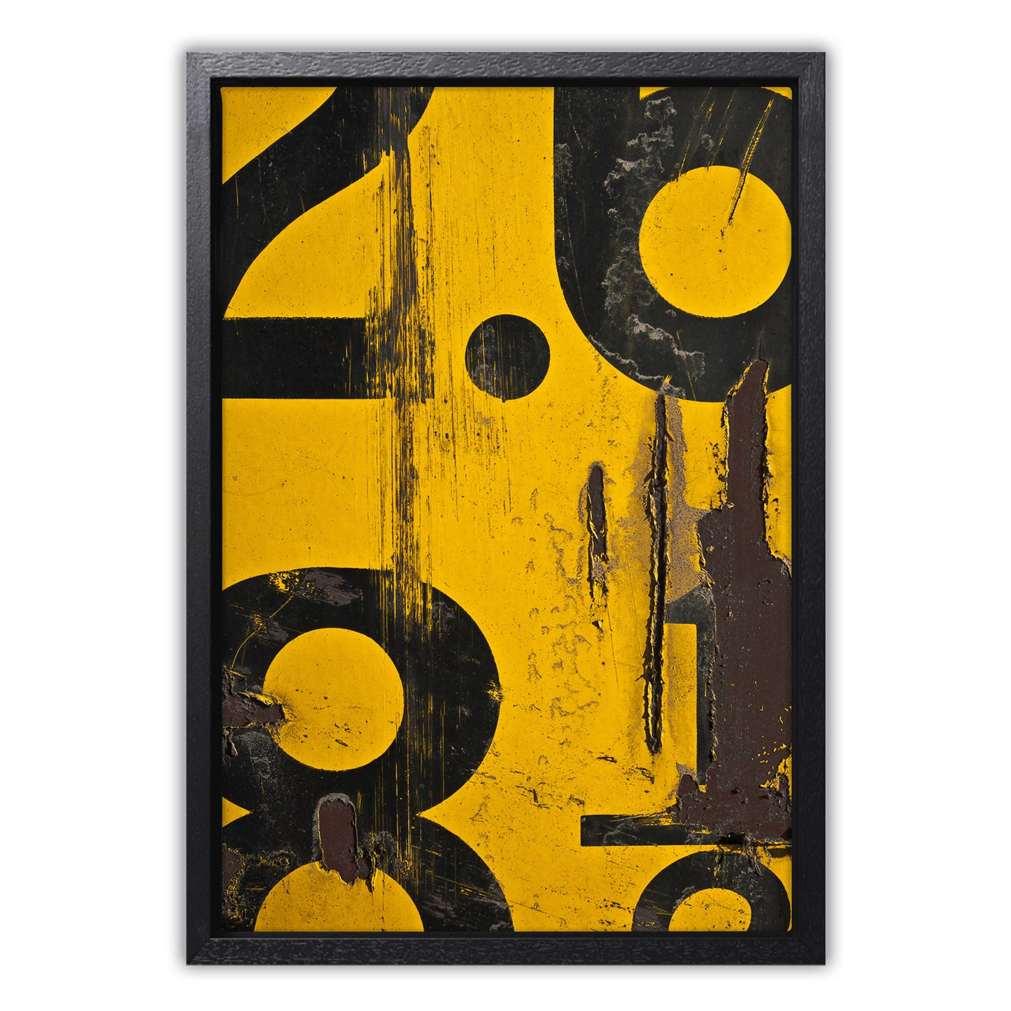 Yellow Numerical Decay Abstract Canvas Art Print