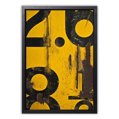 Yellow Numerical Decay Abstract Canvas Art Print