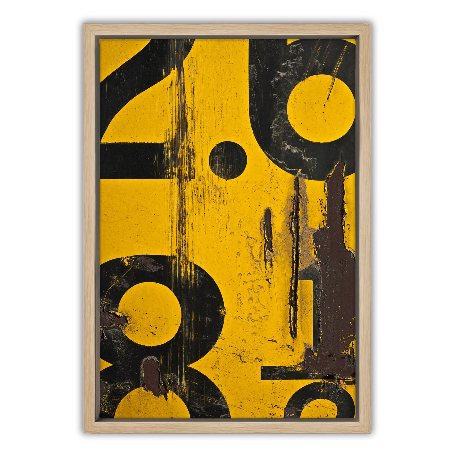 Yellow Numerical Decay Abstract Canvas Art Print