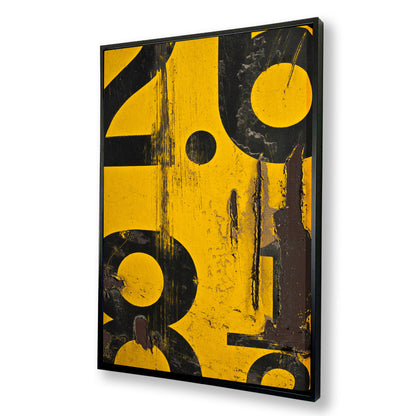 Yellow Numerical Decay Abstract Canvas Art Print