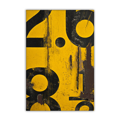 Yellow Numerical Decay Abstract Canvas Art Print