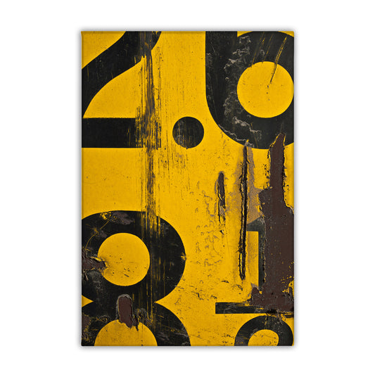 Yellow Numerical Decay Abstract Canvas Art Print