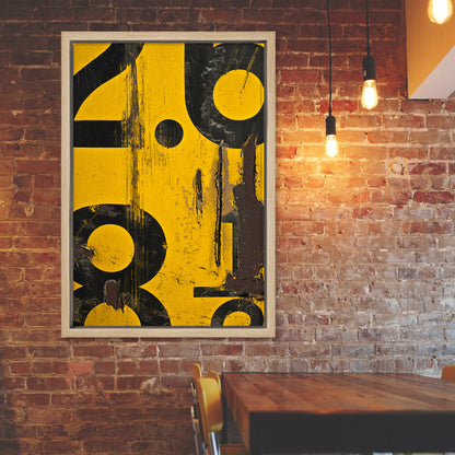 Yellow Numerical Decay Abstract Canvas Art Print