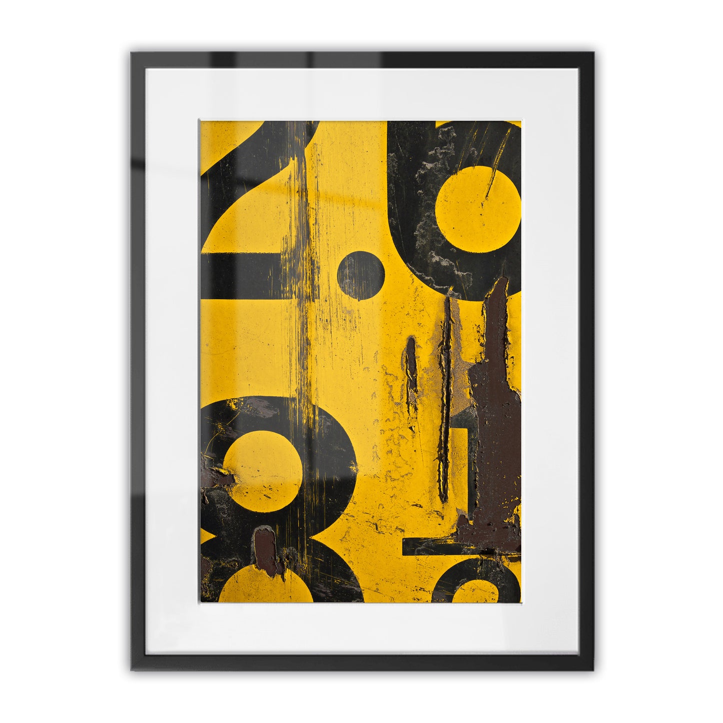Yellow Numerical Decay Abstract Framed Art Print