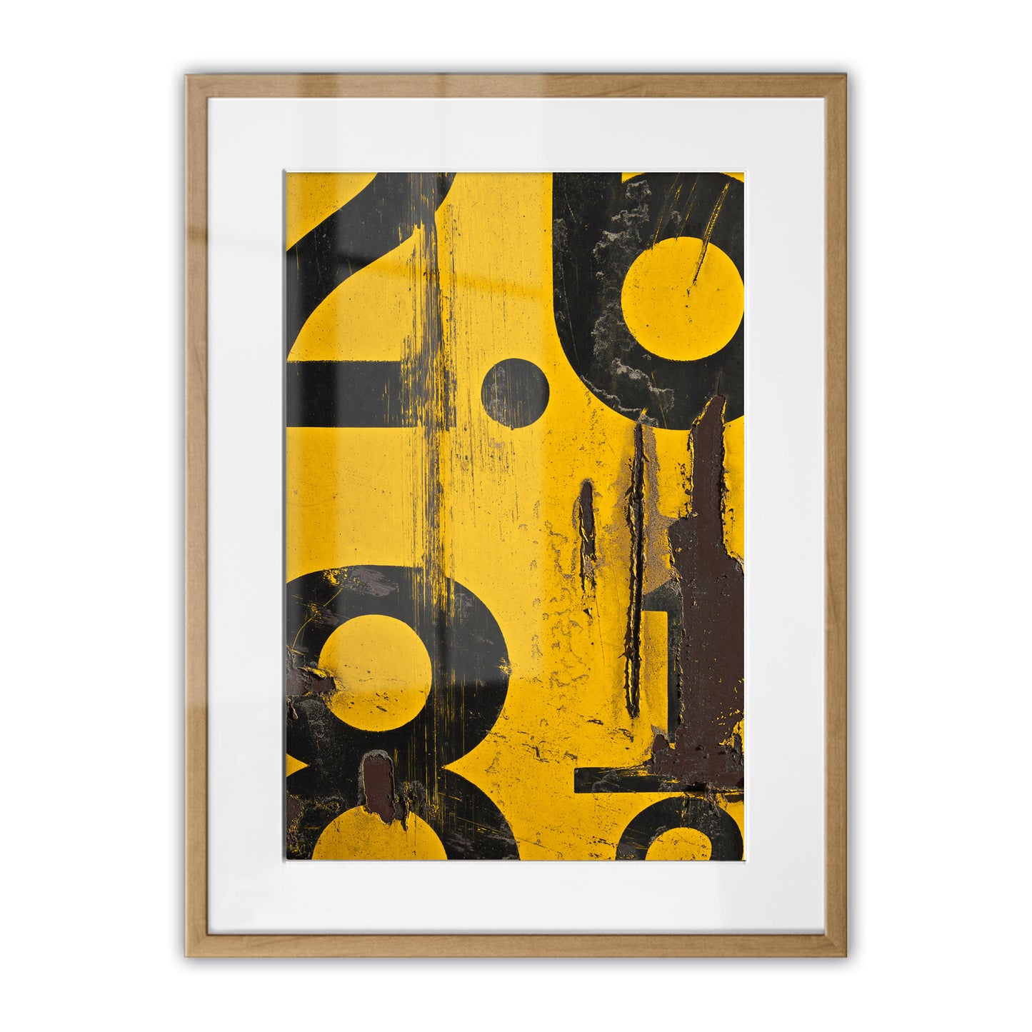 Yellow Numerical Decay Abstract Framed Art Print