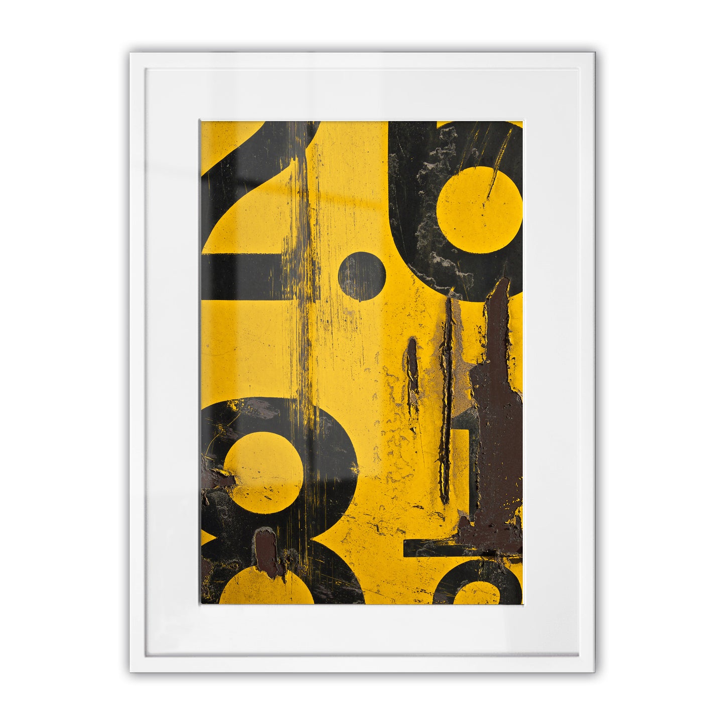 Yellow Numerical Decay Abstract Framed Art Print