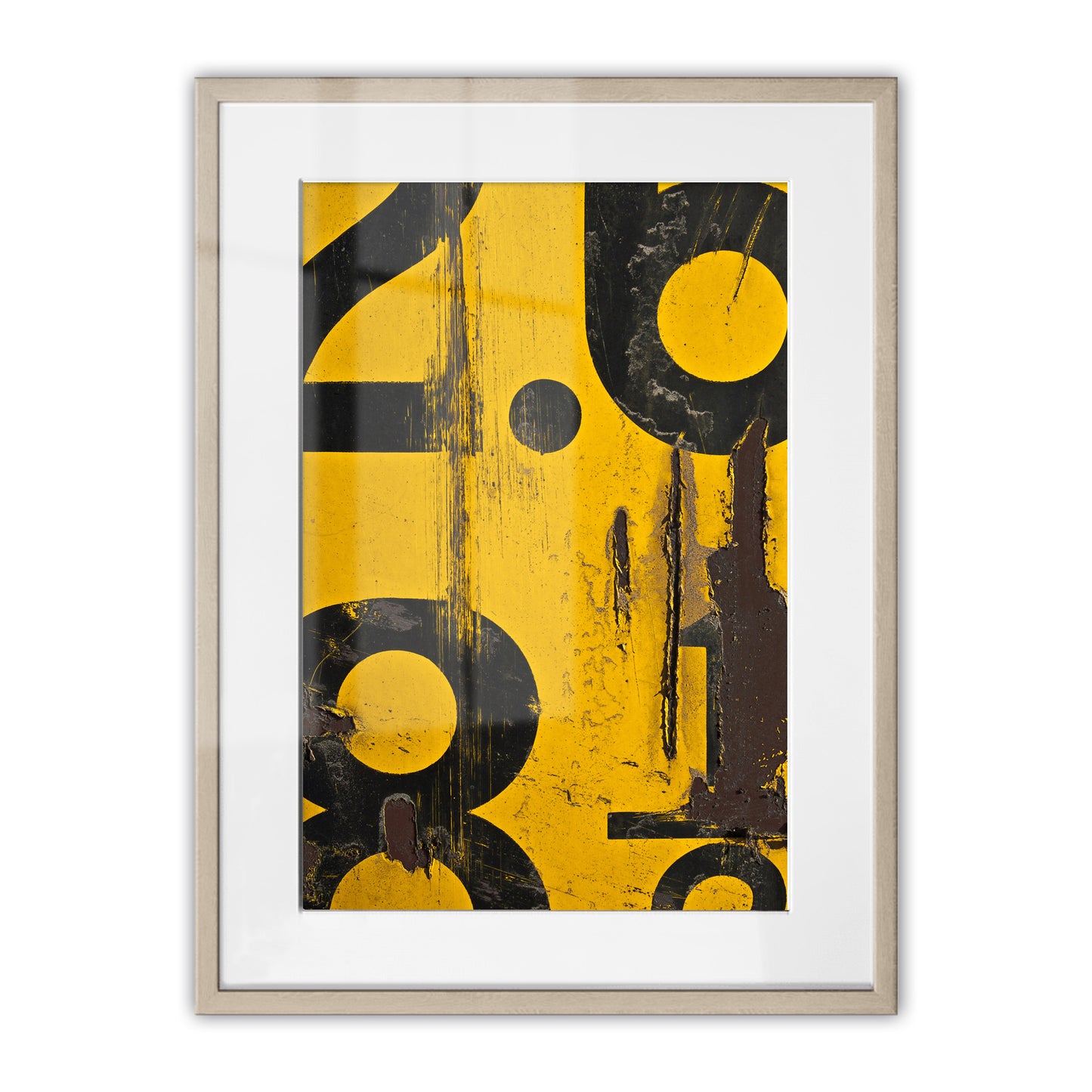 Yellow Numerical Decay Abstract Framed Art Print