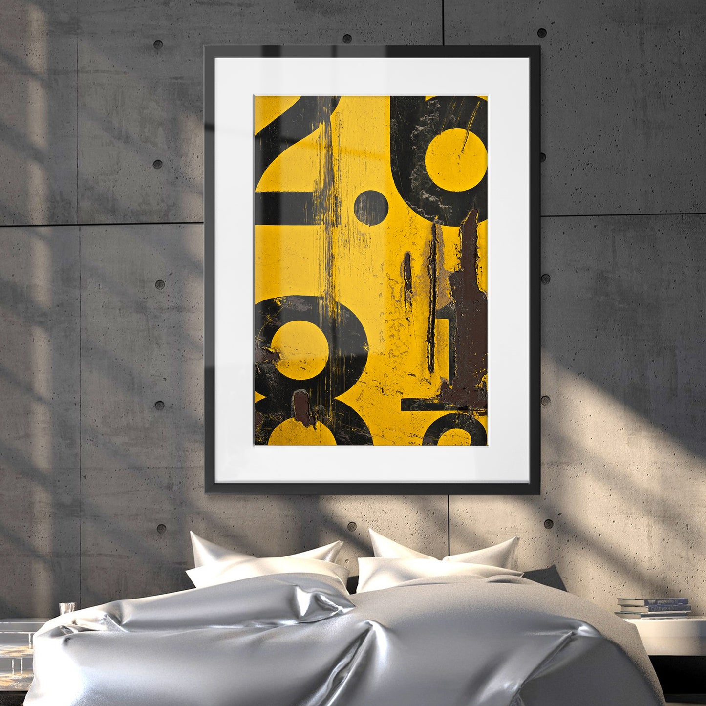 Yellow Numerical Decay Abstract Framed Art Print