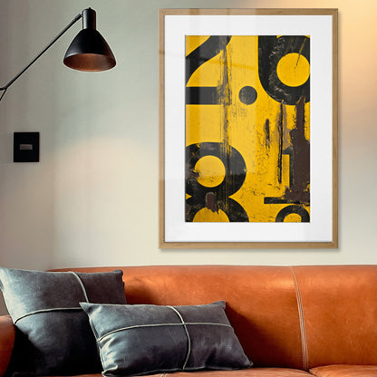 Yellow Numerical Decay Abstract Framed Art Print