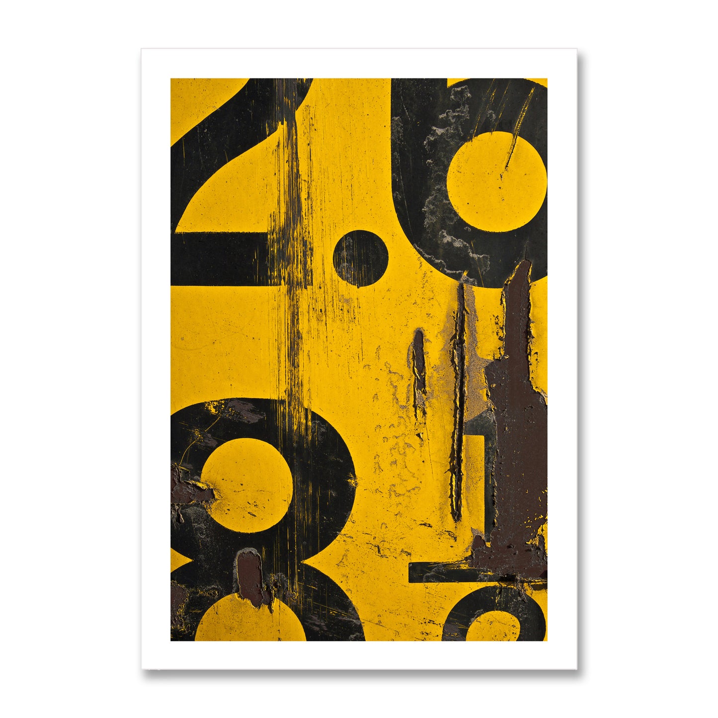 Yellow Numerical Decay Abstract Poster Print