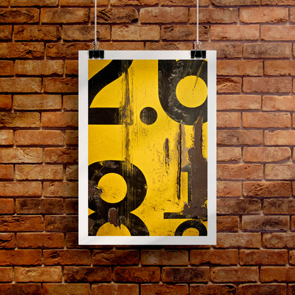 Yellow Numerical Decay Abstract Poster Print