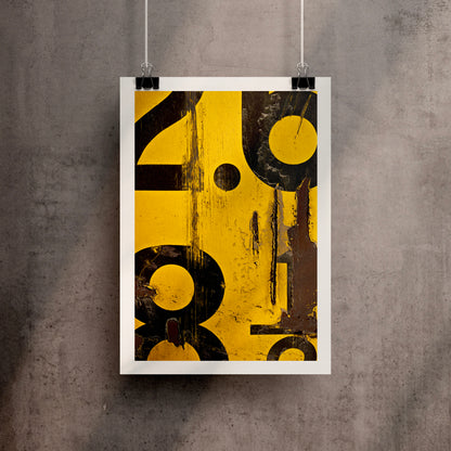 Yellow Numerical Decay Abstract Poster Print