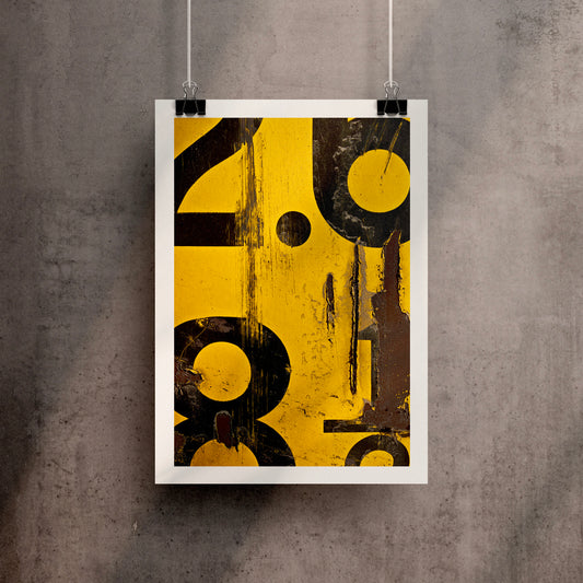 Yellow Numerical Decay Abstract Poster Print