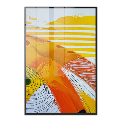 Fragments of Orange Wind Abstract Acrylic Art Print