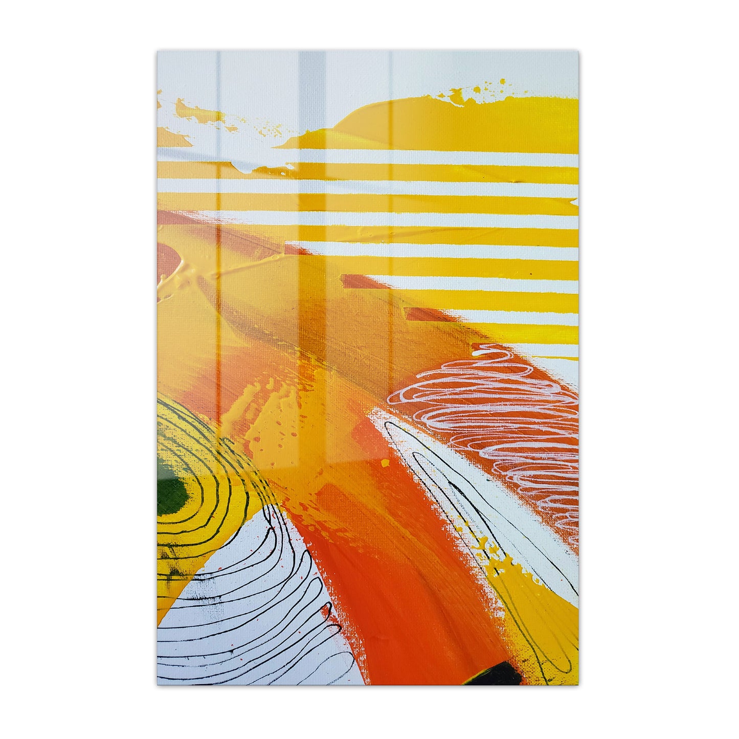 Fragments of Orange Wind Abstract Acrylic Art Print