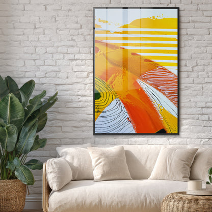 Fragments of Orange Wind Abstract Acrylic Art Print