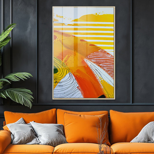Fragments of Orange Wind Abstract Acrylic Art Print