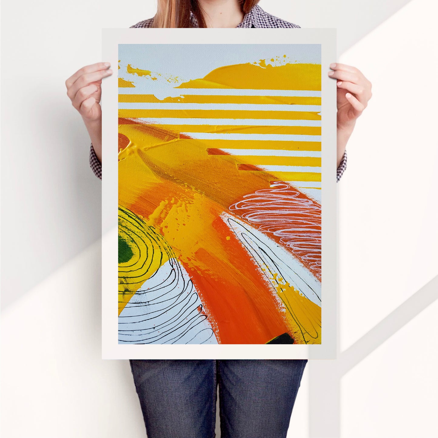 Fragments of Orange Wind Abstract Poster Print