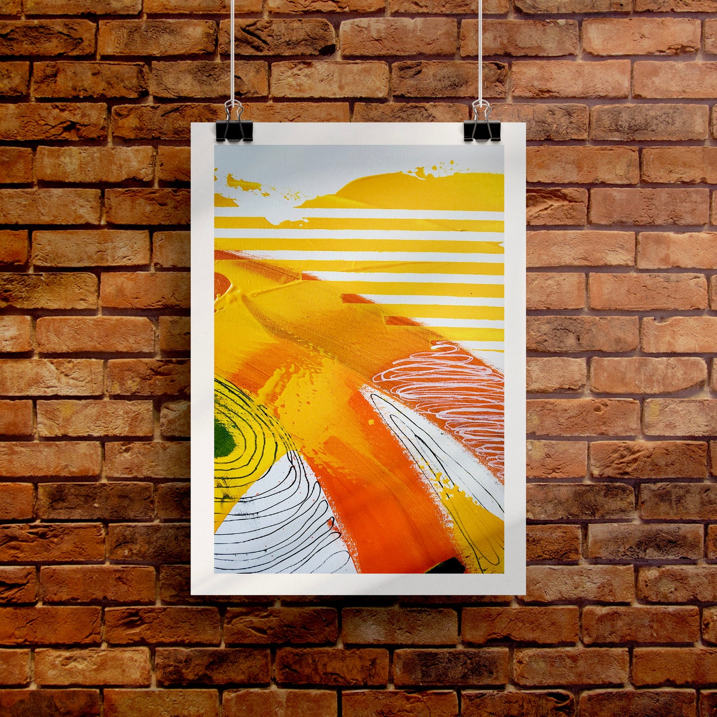 Fragments of Orange Wind Abstract Poster Print