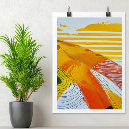 Fragments of Orange Wind Abstract Poster Print