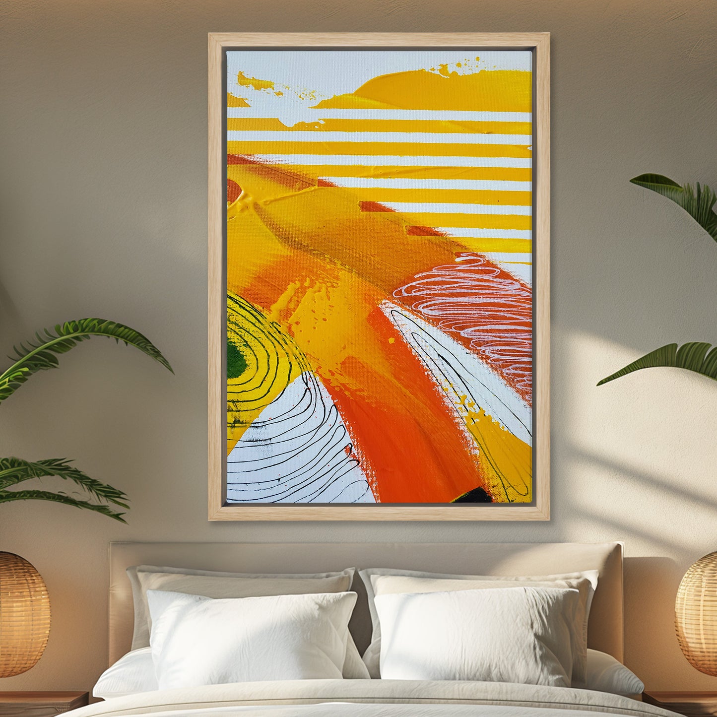 Fragments of Orange Wind Abstract Canvas Art Print