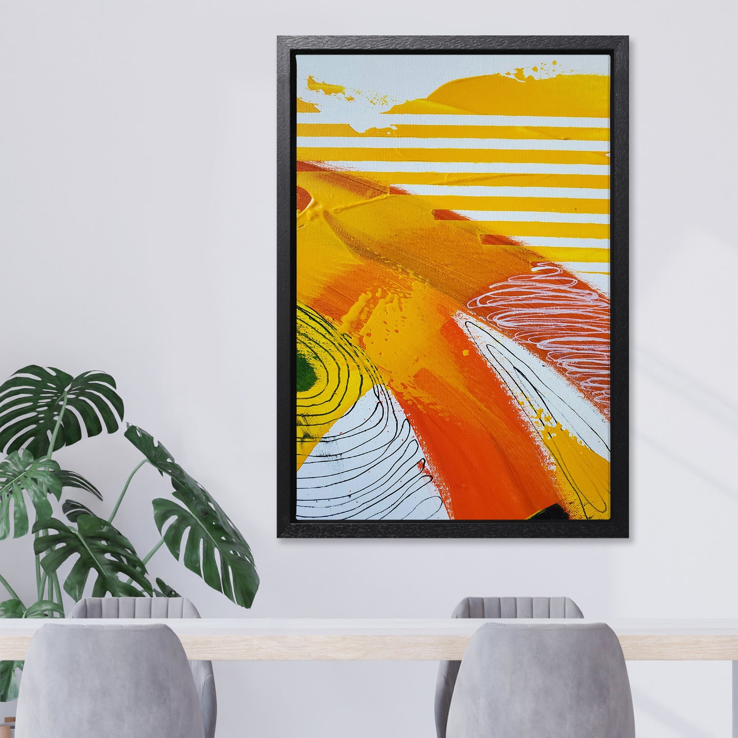 Fragments of Orange Wind Abstract Canvas Art Print