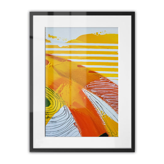 Fragments of Orange Wind Abstract Framed Art Print