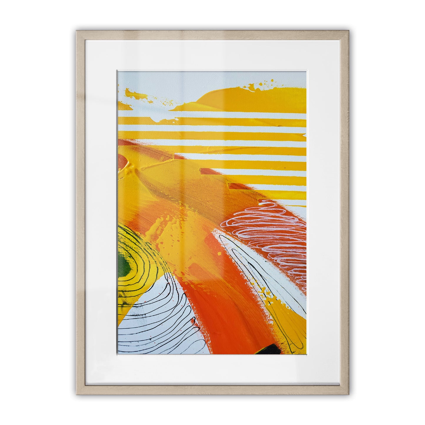 Fragments of Orange Wind Abstract Framed Art Print