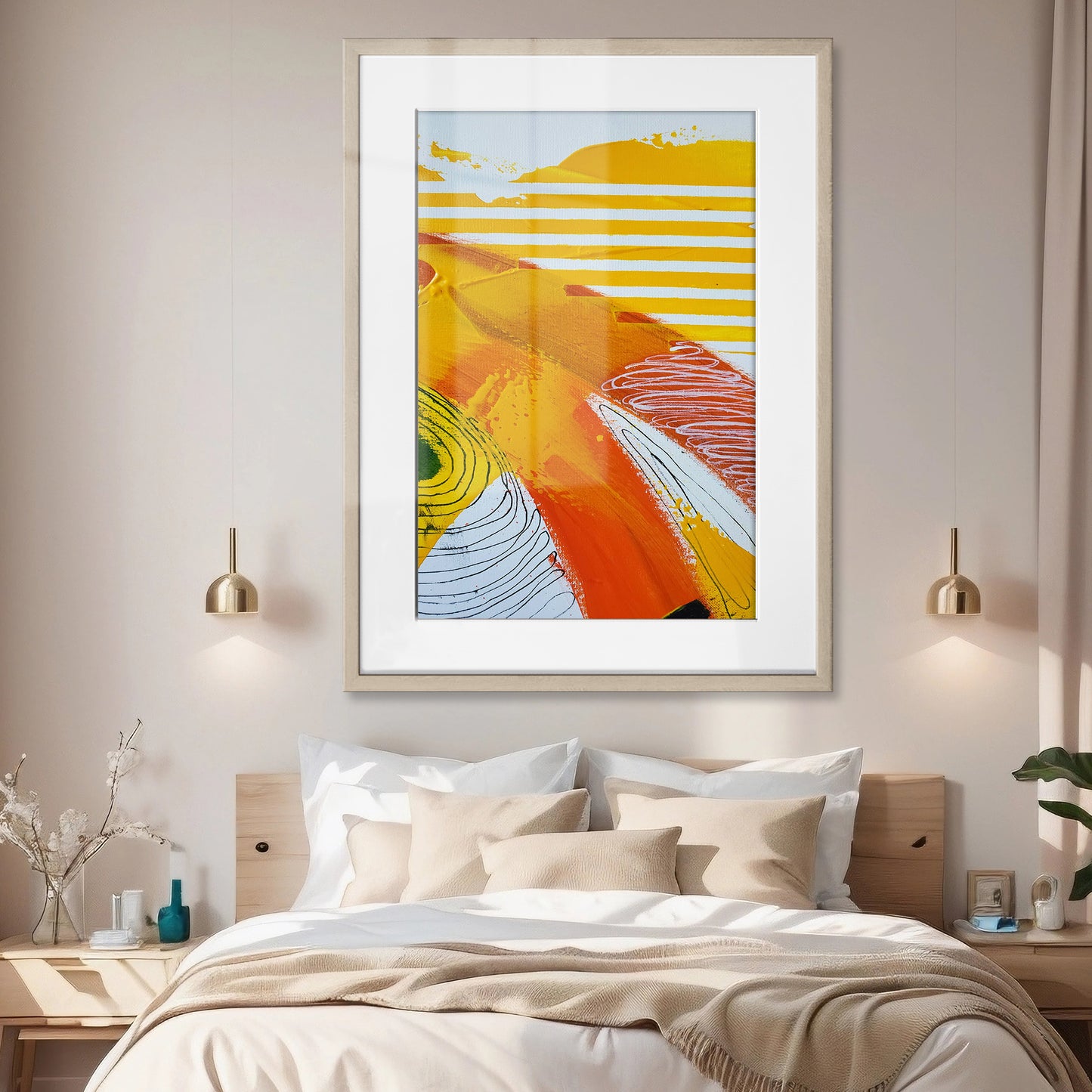 Fragments of Orange Wind Abstract Framed Art Print