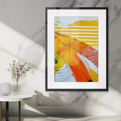 Fragments of Orange Wind Abstract Framed Art Print