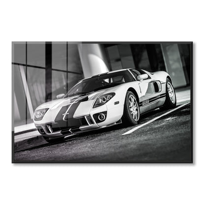White Ford GT Acrylic Art Print