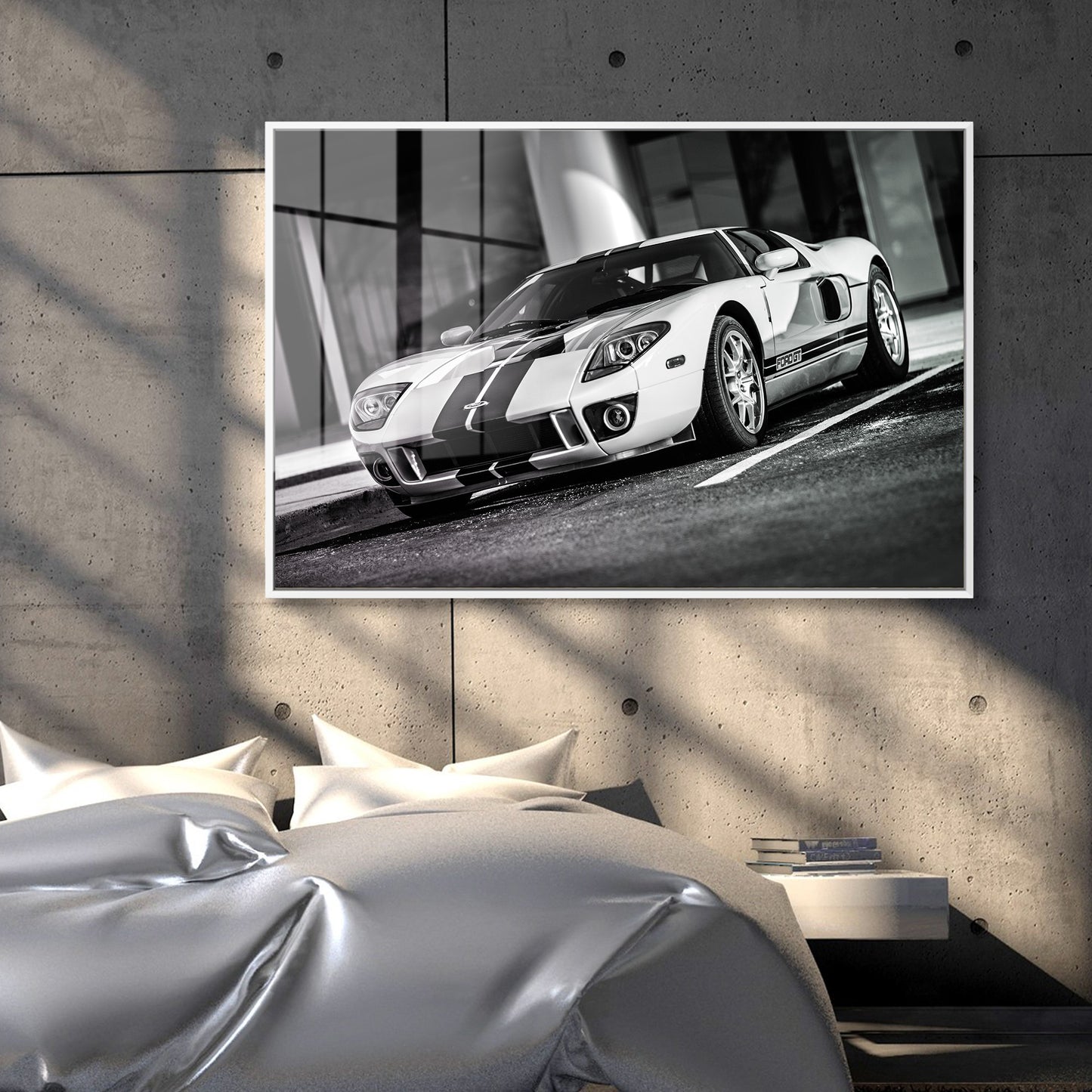 White Ford GT Acrylic Art Print